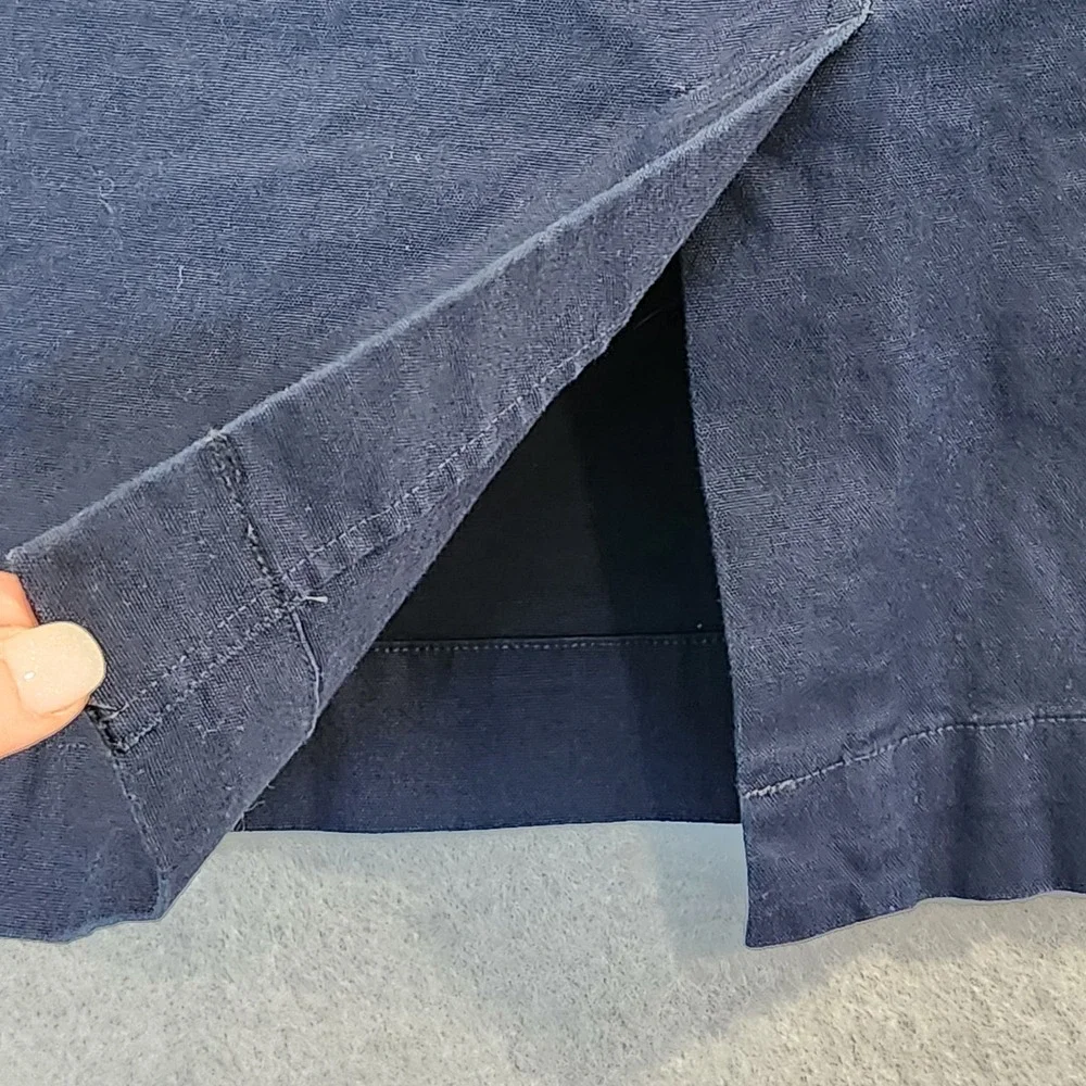 Lauren Ralph Lauren Navy‎ Blue Pencil Skirt 14 Cotton Front Pockets Knee Length